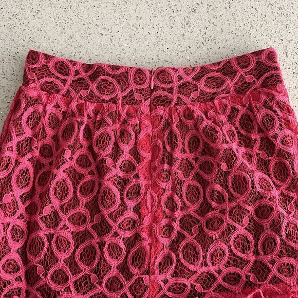 Walter Baker Skirt Size 0 Cerise Hydee Ruffle-Trimmed Crochet Lace Skirt - Picture 7 of 12